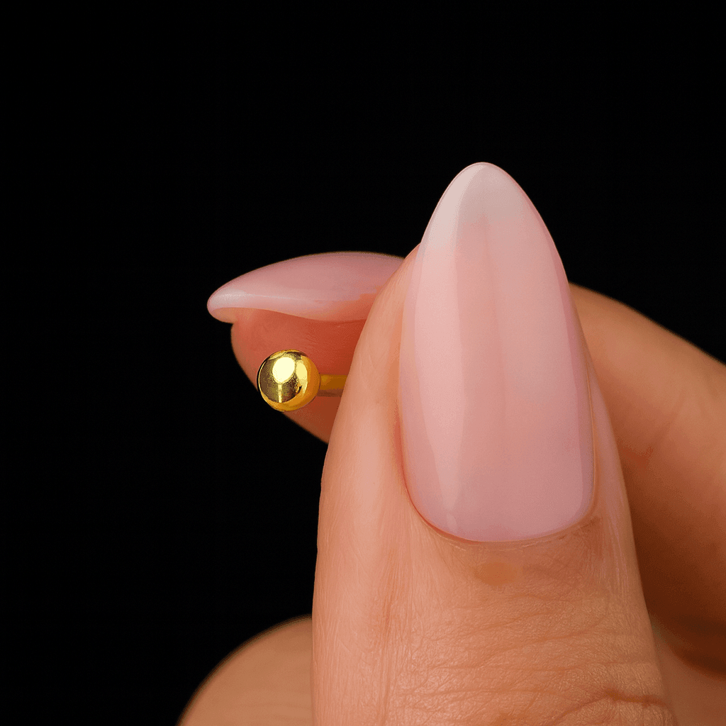 14K Gold Plain Bead Ball Top Nose Screw