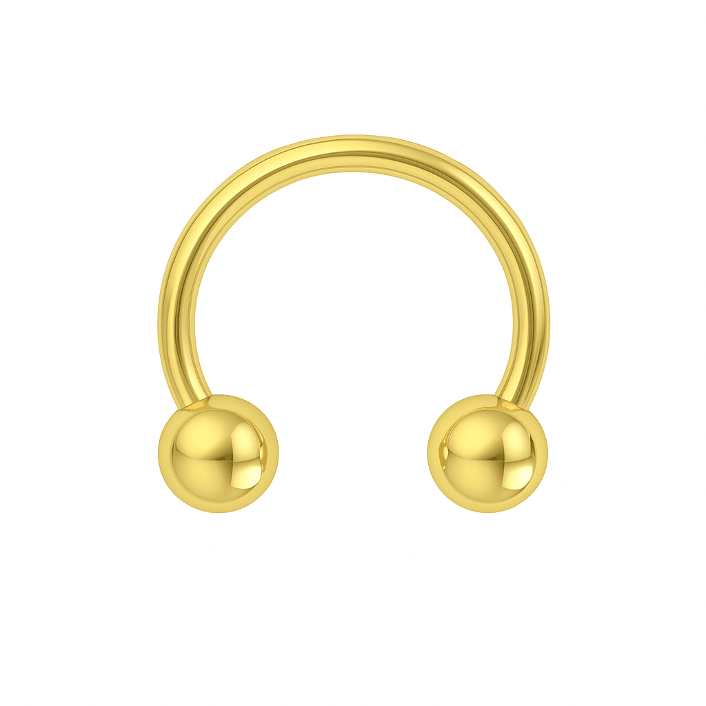 14K Gold Internally Threaded Circular Barbell