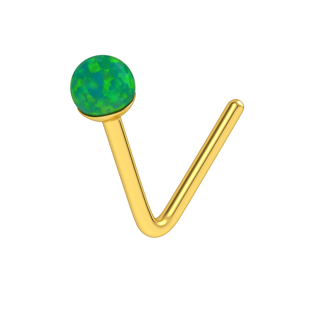9K Gold L-Bend Opal Nose Stud
