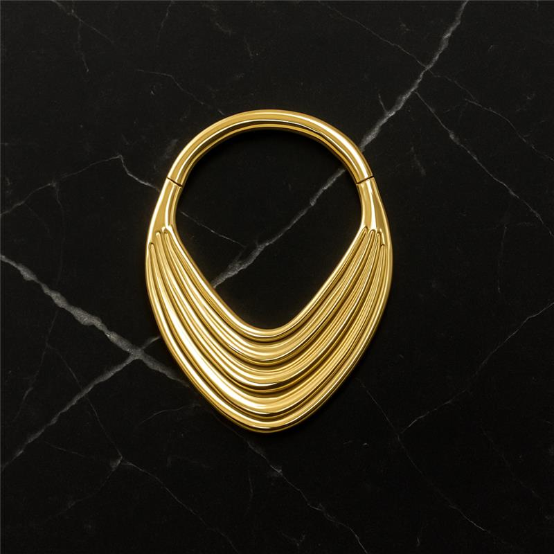 G23 Titanium Layered Teardrop Hinged Segment Clicker Ring