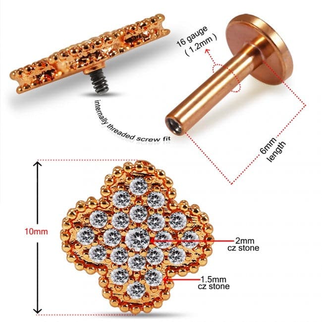 316L Surgical Steel & CZ Stone Flower Tragus Stud