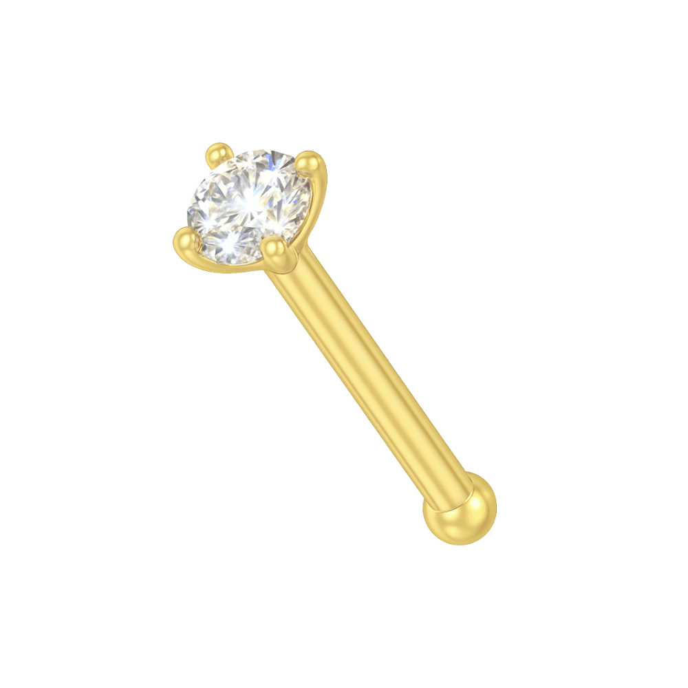 14K Gold Claw Set Round Lab Grown Diamond Nose Bone