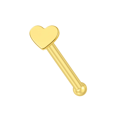 14K Gold Emboss Heart Nose Bone