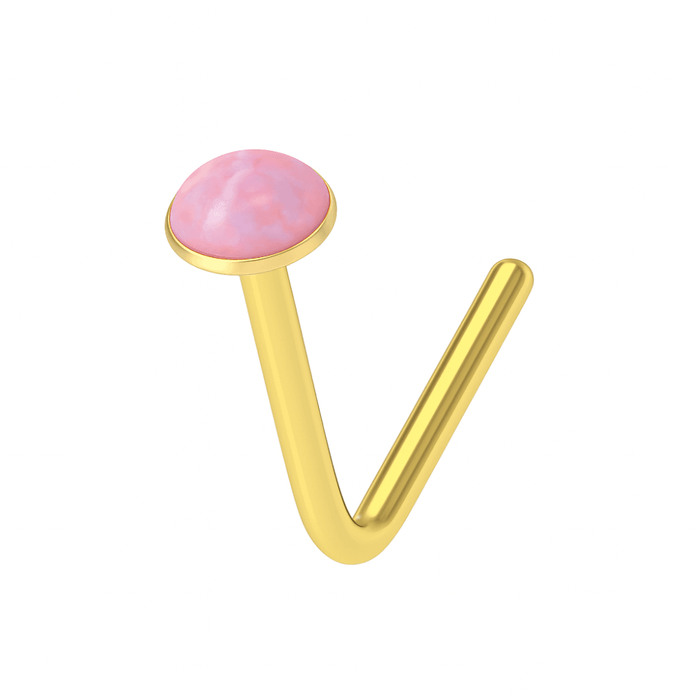9K Gold L-Shaped Crystal Nose Stud