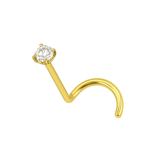 14K Gold Claw-Set Moissanite Stone Screw Nose Stud