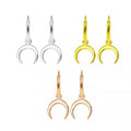 925 Sterling Silver Segment Hoop Ear Ring With Dangling Half Moon
