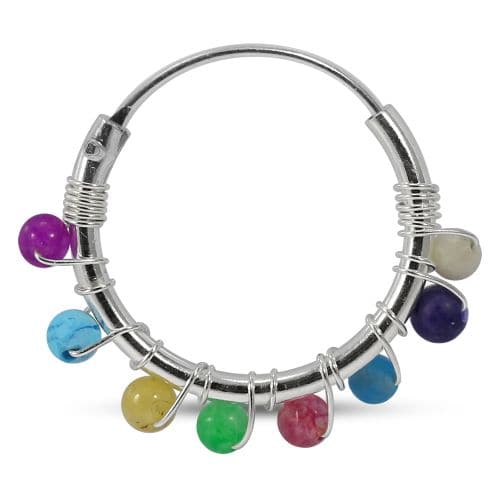 925 Sterling Silver Eight Beaded Segment Nose Ring