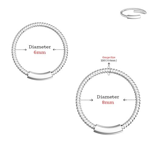 925 Sterling Silver Twisted Design Nose Hoop Ring