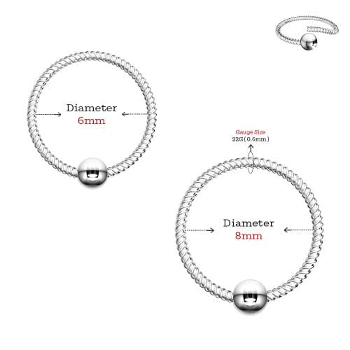 925 Sterling Silver Twisted Design BCR Nose Hoop Ring