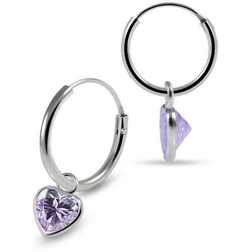 925 Sterling Silver Heart Cut Cubic Zirconia Dangling Fashion Earring