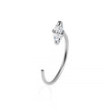 925 Sterling Silver Jewelled Marquise Cut Claw Set Open Hoop Nose Ring