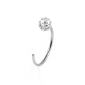 925 Sterling Silver Jewelled Flower Set Open Hoop Nose Ring