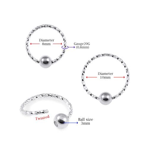 925 Sterling Silver Laser Cut BCR Design Nose Hoop Ring