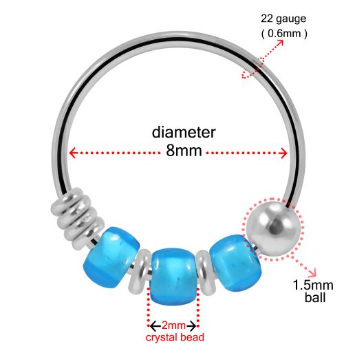 925 Sterling Silver Triple Bead Hoop Ring (Sold as Piece)