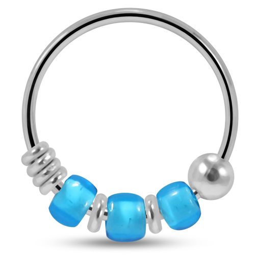 925 Sterling Silver Triple Bead Hoop Ring (Sold as Piece)