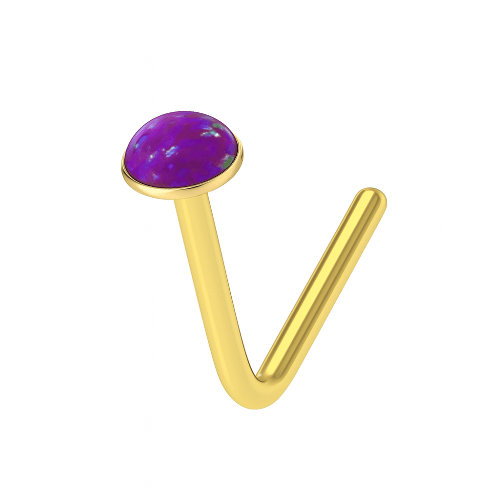 9K Gold L-Shaped Crystal Nose Stud