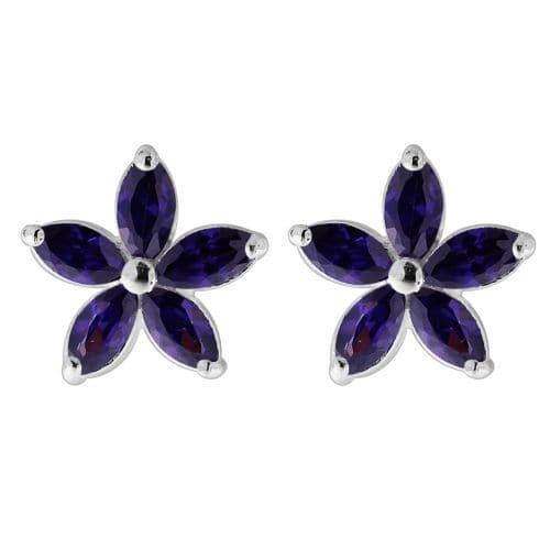 925 Sterling Silver Jewelled Fancy Flower Filigree Ear Ring