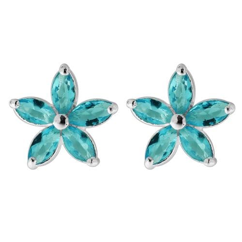 925 Sterling Silver Jewelled Fancy Flower Filigree Ear Ring