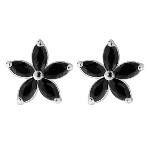 925 Sterling Silver Jewelled Fancy Flower Filigree Ear Ring