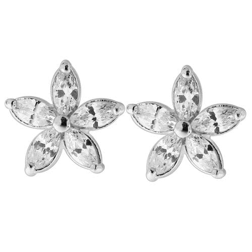 925 Sterling Silver Jewelled Fancy Flower Filigree Ear Ring