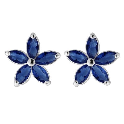 925 Sterling Silver Jewelled Fancy Flower Filigree Ear Ring