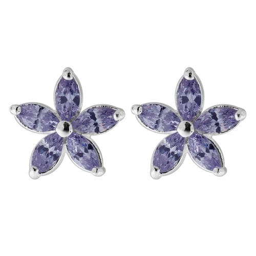 925 Sterling Silver Jewelled Fancy Flower Filigree Ear Ring