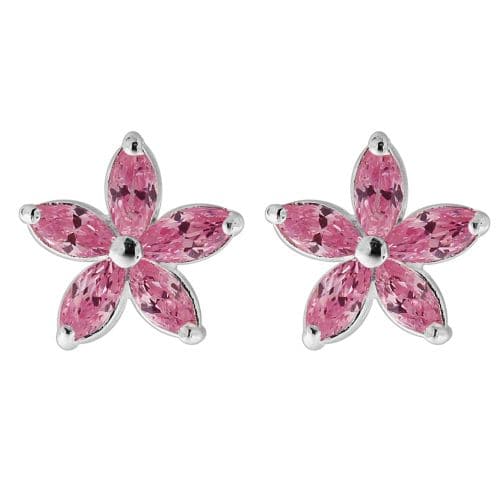 925 Sterling Silver Jewelled Fancy Flower Filigree Ear Ring