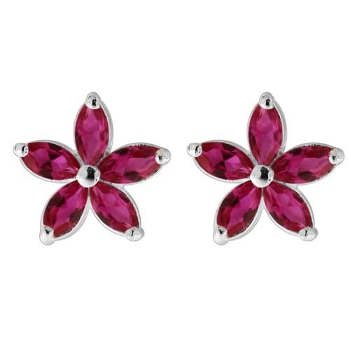 925 Sterling Silver Jewelled Fancy Flower Filigree Ear Ring