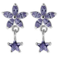 925 Sterling Silver Jewelled Flower Filigree with Star Ear Ring