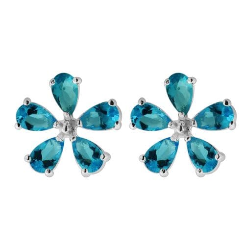925 Sterling Silver Jewelled Flower Ear Stud