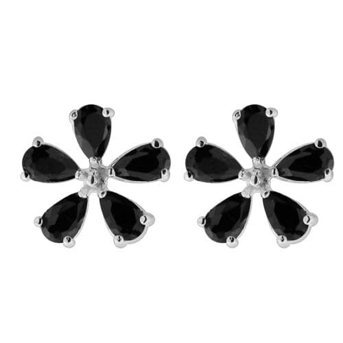 925 Sterling Silver Jewelled Flower Ear Stud