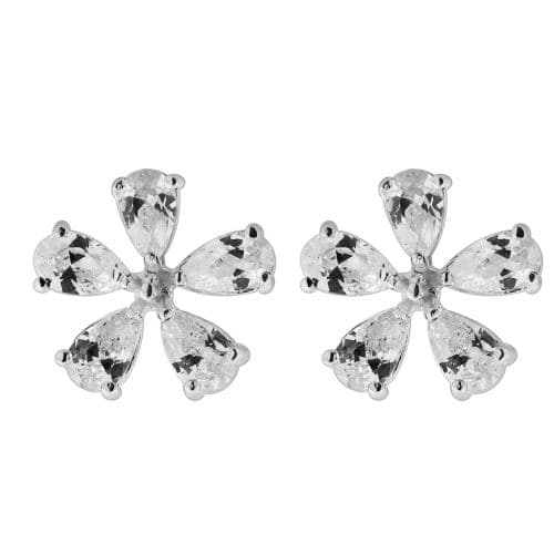 925 Sterling Silver Jewelled Flower Ear Stud