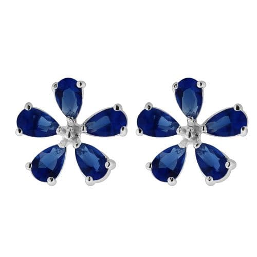 925 Sterling Silver Jewelled Flower Ear Stud