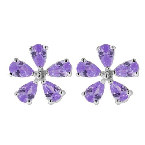 925 Sterling Silver Jewelled Flower Ear Stud