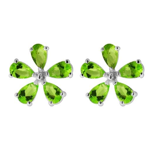 925 Sterling Silver Jewelled Flower Ear Stud