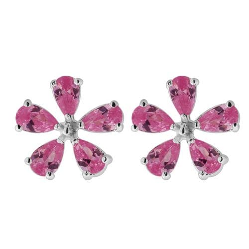 925 Sterling Silver Jewelled Flower Ear Stud