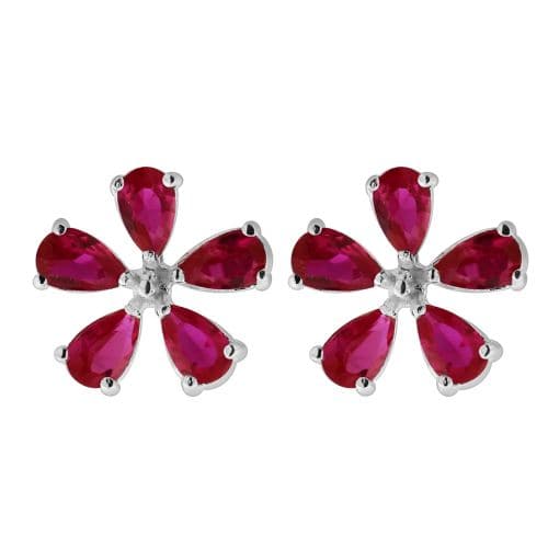 925 Sterling Silver Jewelled Flower Ear Stud