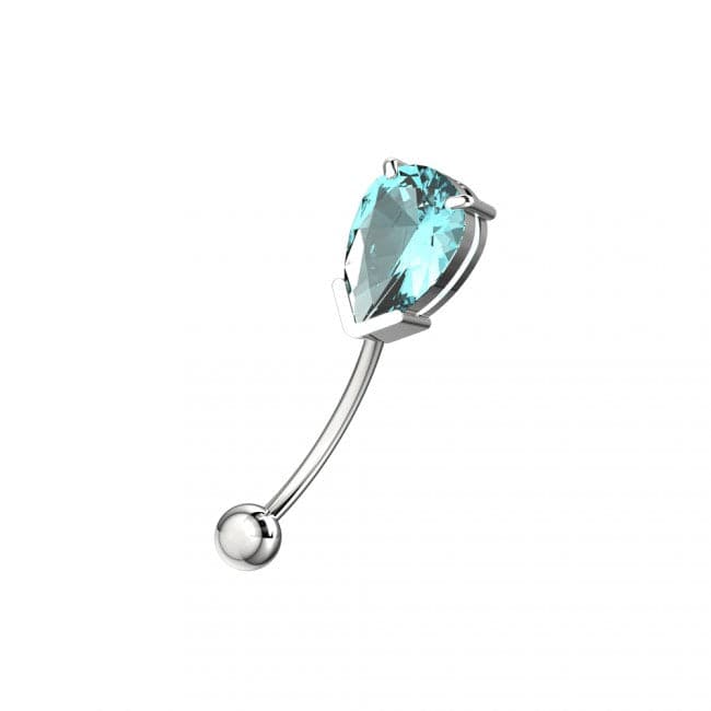 925 Sterling Silver Pear Shaped Jewelled Curved Barbell Eyebrow | Rook | Bridge Ring