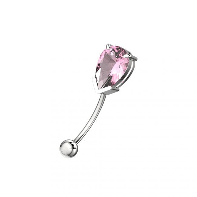 925 Sterling Silver Pear Shaped Jewelled Curved Barbell Eyebrow | Rook | Bridge Ring
