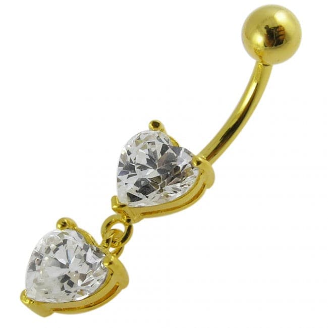 925 Sterling Silver Moving Jewelled Red Heart Belly Button Ring