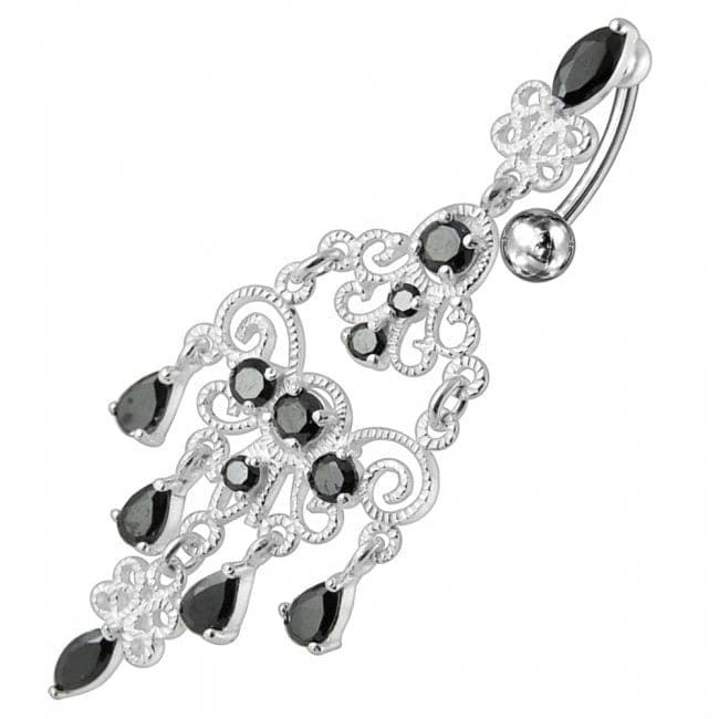 925 Sterling silver Chandelier Dangling Curved Belly Ring