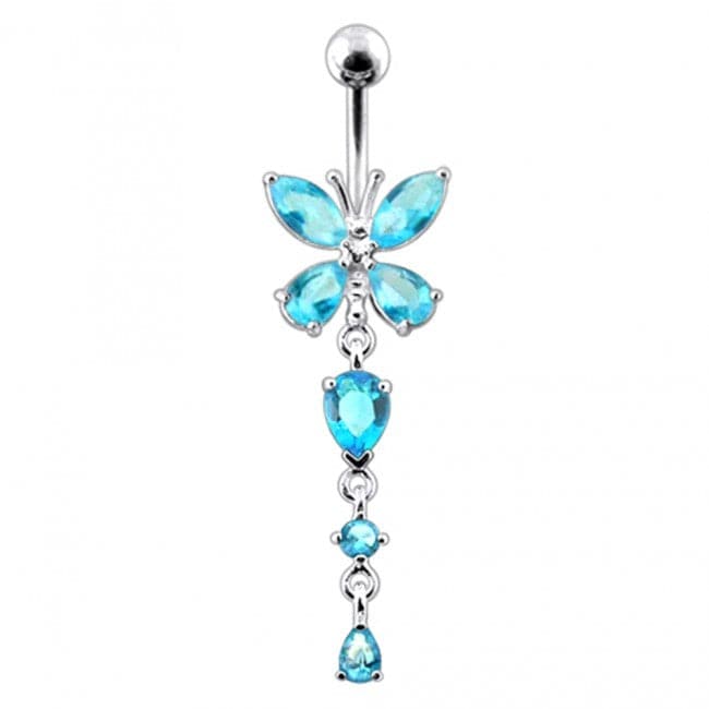 925 Sterling Silver Butterfly Dangling Belly Ring