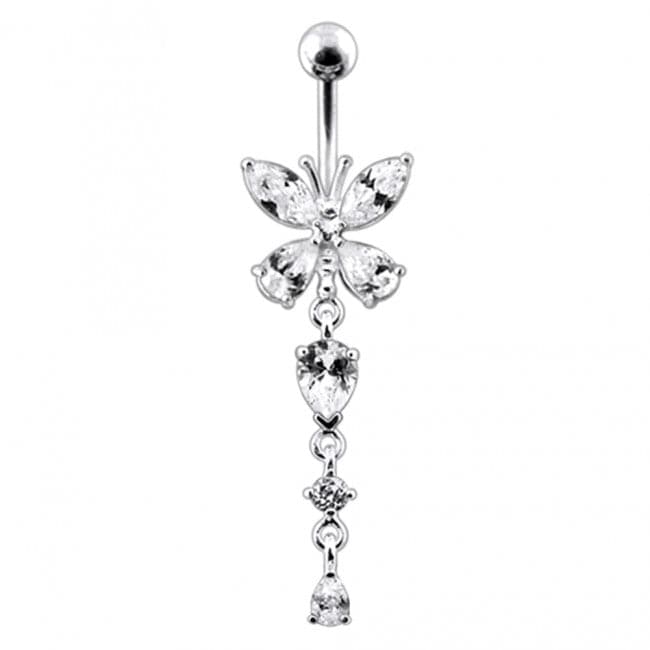 925 Sterling Silver Butterfly Dangling Belly Ring
