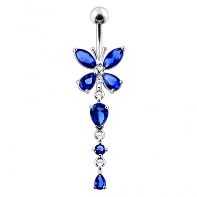 925 Sterling Silver Butterfly Dangling Belly Ring