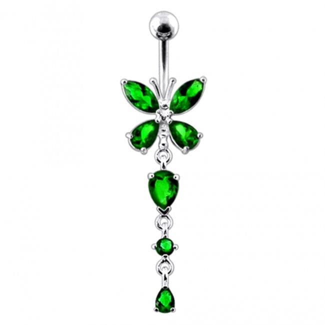 925 Sterling Silver Butterfly Dangling Belly Ring