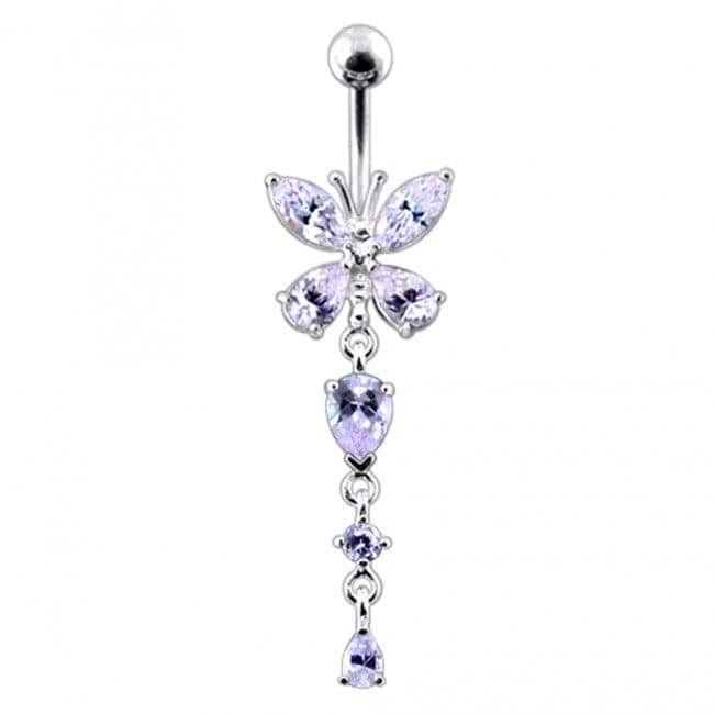925 Sterling Silver Butterfly Dangling Belly Ring