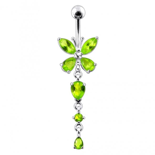 925 Sterling Silver Butterfly Dangling Belly Ring