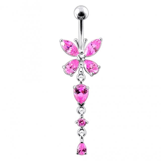 925 Sterling Silver Butterfly Dangling Belly Ring