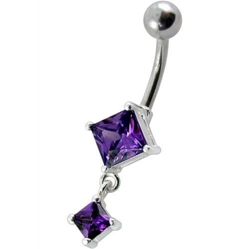 925 Sterling Silver Fancy Dangling SS Banana Bar Belly Ring