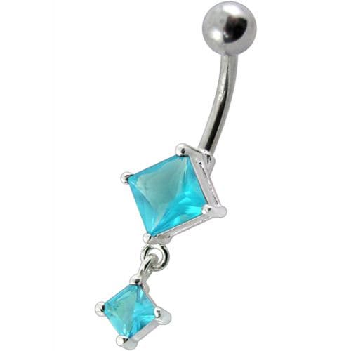 925 Sterling Silver Fancy Dangling SS Banana Bar Belly Ring